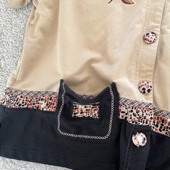 Cottage Prairie y2k Embroidered Patchwork Beige Button-Up Cardigan Large - Picture 8 of 11